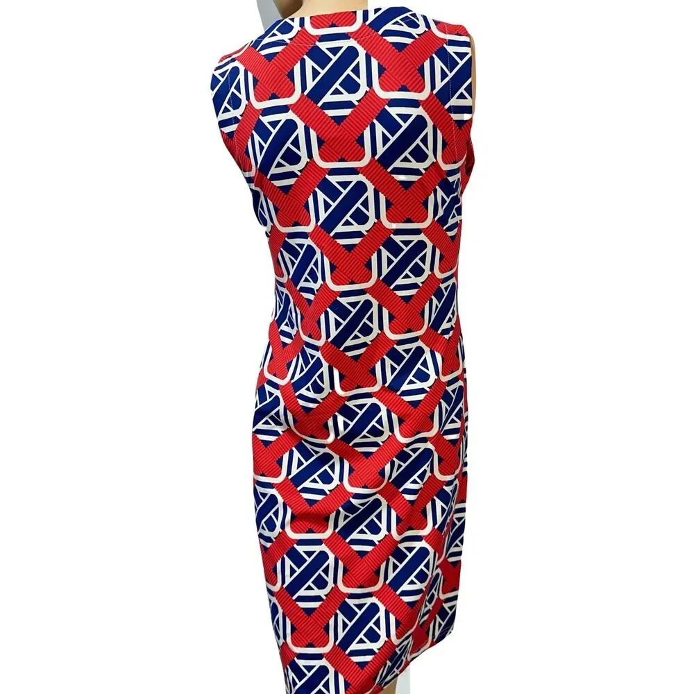 Barbara Gerwit Dress Womens M Medium Red White Blue Preppy Stretch NWT - Picture 2 of 9